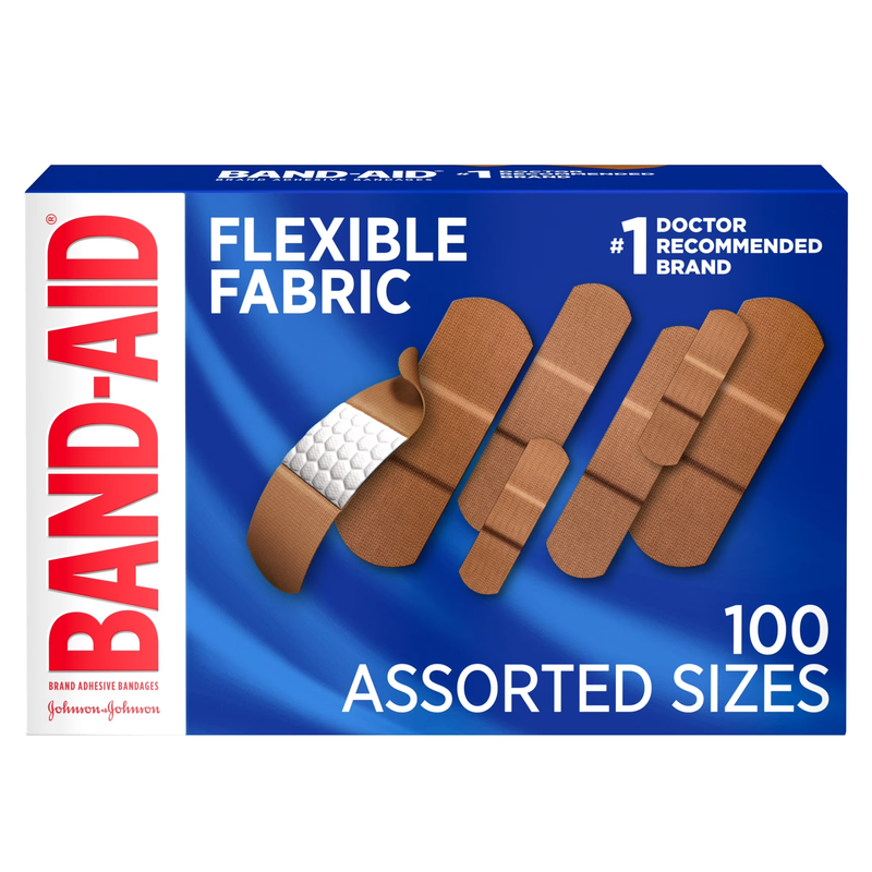 Brand Flexible Fabric Adhesive Bandages, Assorted, 100 Count