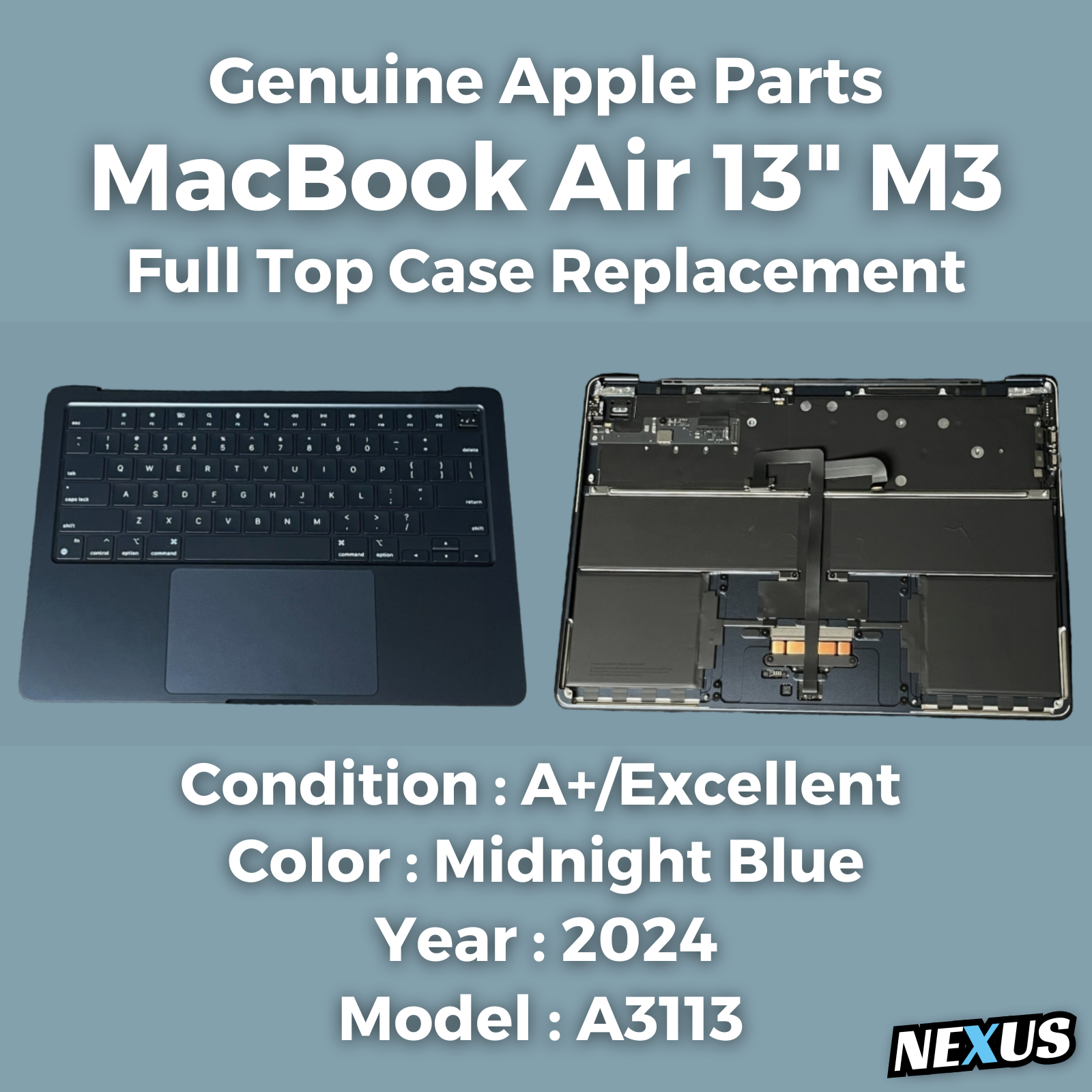 Macbook Air M3 13インチUSキーボード2024モデルミッドナイト OEM 13.6