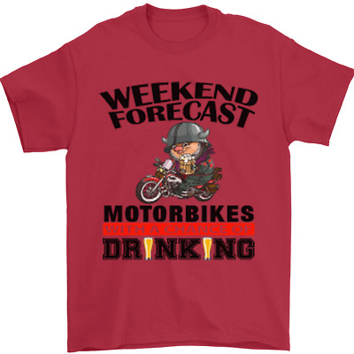 Biker Weekend Forecast Motorbikes Mens T-Shirt 100% Cotton