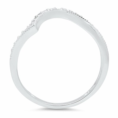 Pre-owned Pucci 0.21 Ct Round Wedding Bridal Curved Chevron V Shape Stacking Band 14k White Gold In White/colorless
