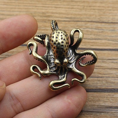 Retro Octopus Ornament Golden Octopus Statue Brass т' V6T2 Figurine. K5Z3