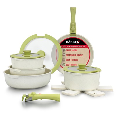 Bakken-Swiss Detachable 15-Piece Cookware Set   Granite Non-Stick   Eco-Frien...