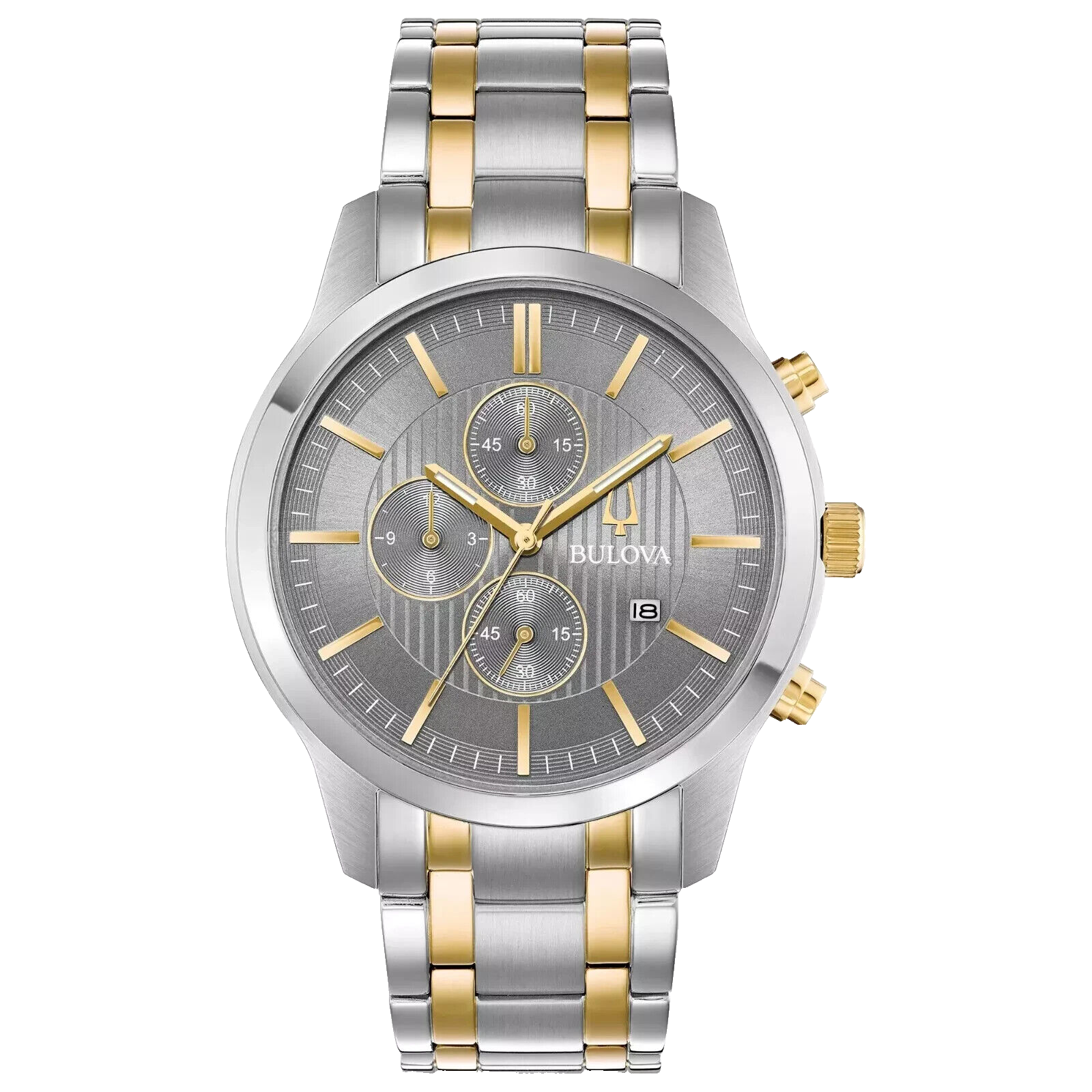 Bulova Chronograph Men's Watch stainless steel two tone gray