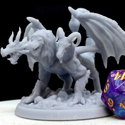 Chimera Miniature, Large DnD TTRPG Monster (2'' base) High Quality 3D Resin Print