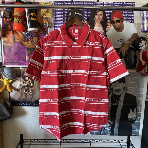 トップス supreme reflective stripe s/s work shirt Supreme Reflective Stripe S S Work Shirt (SS25) - $148