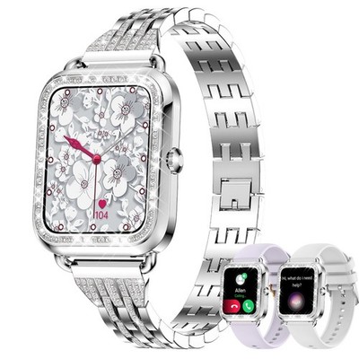 fitonyo Smartwatch für Damen Silber Diamant 1,29