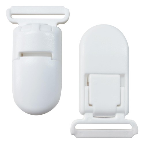Langmeil 100pack 20mmRibbon Pacifier Plastic Suspender Clips 100pack-white