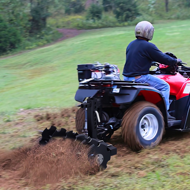 28" Cut Width ATV/UTV Disc Plow Harrow With 2" Receiver Hitch Heavy Duty Attach