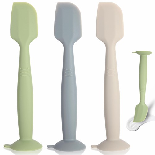 MAIKKB Baby Diaper Cream Spatula 3 Pack Full Size, Gray+Off-white+Green