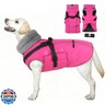 PETDSH Dog Coat Large, Built-in Harness Dog Jacket with Warm Fleece Lining, Waterproof Reflective Dogs Winter Coat, Pet Coats with Pocket and Trash Bags (Pink, XX-Large)