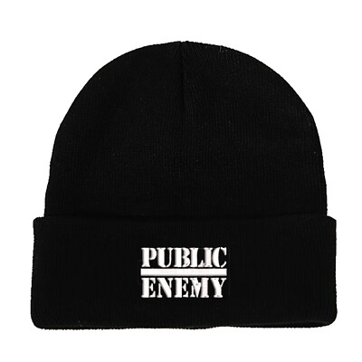 Public Enemy #1 Black Beanie w/ WHITE Letters logo Chuck D Flavor Flav
