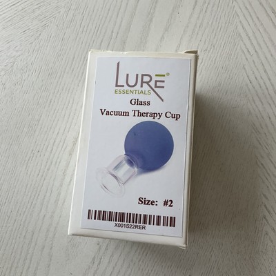 Lure Essentials Glass Vacuum Therapy Cup Size #2 Blue Cupping Anti Cellulite Cup