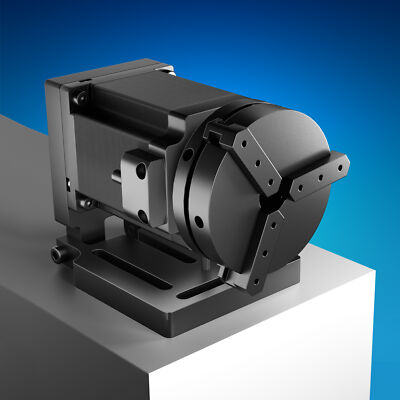 OMTech Fiber Laser Marking Machine Rotary Axis with 70mm Chuck for Engraving