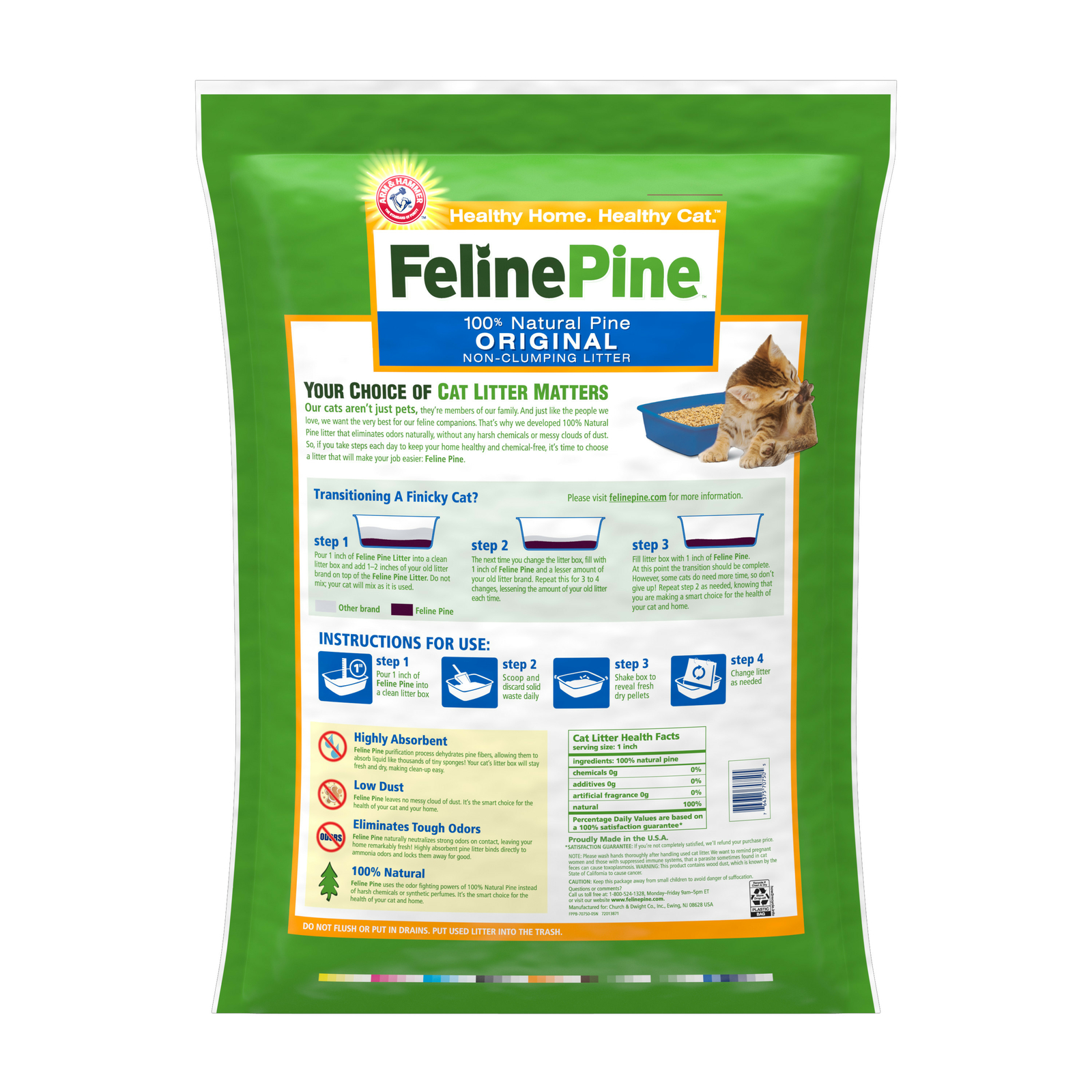 40LB Feline Natural Pine Original Cat Litter Powerful Odor Control