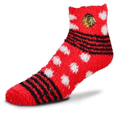 Chicago Blackhawks Hockey Homegator Red Black & White Fuzzy Socks