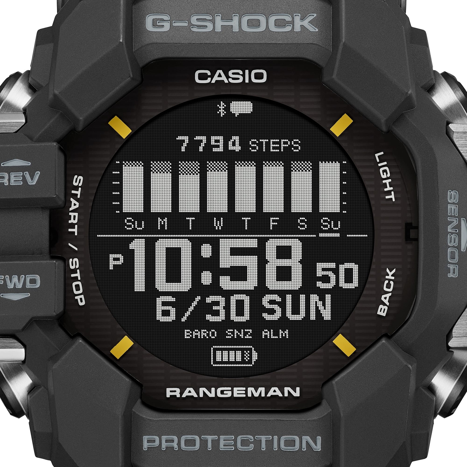 Pre-owned Casio G-shock Rangeman Gpr-h1000-1jr Bluetooth Gps Radio Solar Watch 53.2mm
