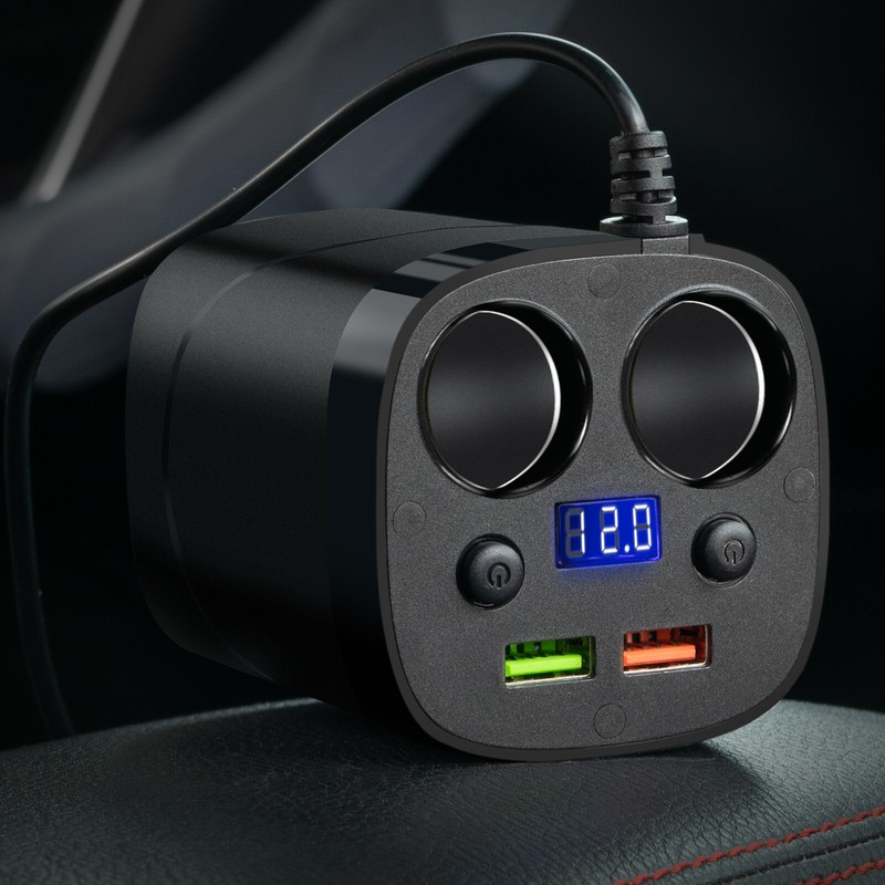 Car Charger Cigarette Lighter 3.1A Dual USB Socket Splitter Cup Holder Shape 24V
