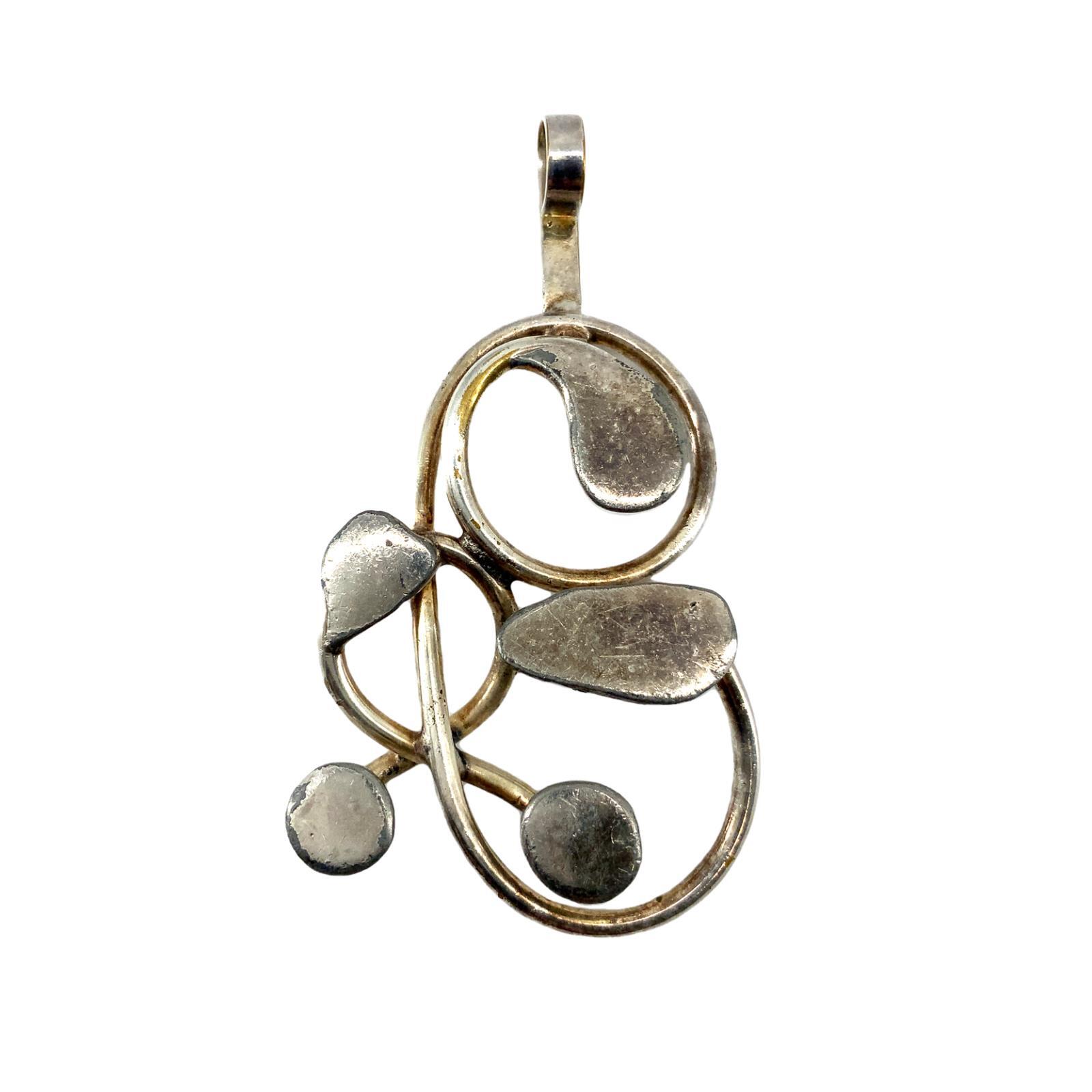 Vintage Sterling Silver Erik Dennung Danish Modernist Curved Pendant for B&D