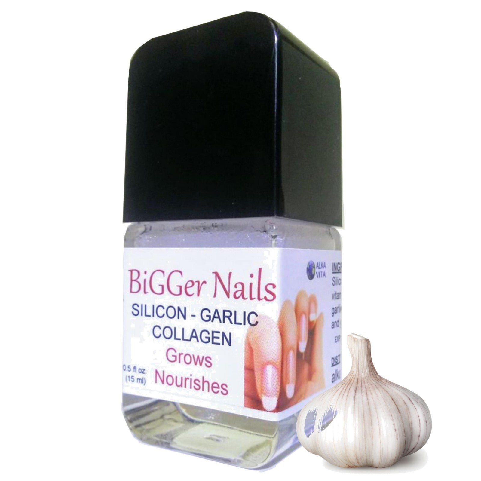 Nail Growth Thickener Gel GARLIC SILICON CALCIUM COLLAGEN & CASTOR OIL ALKAVITA