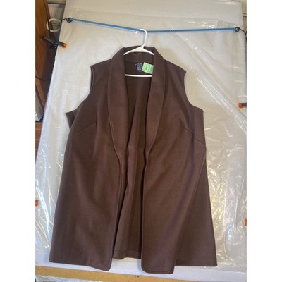 New York Clothing Company Women 2X Brown Open Front Shawl Collar Vest WPL-11128
