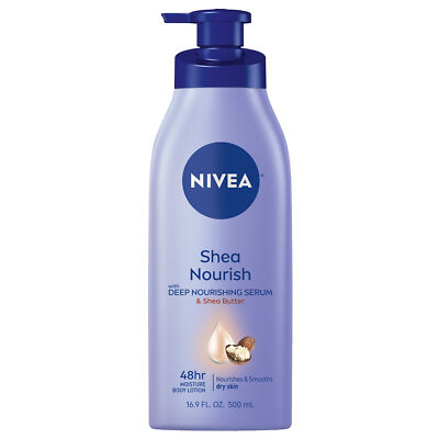 NIVEA Shea Nourish Body Lotion, Dry Skin Lotion with Shea Butter, 16.9 Fl Oz Pum