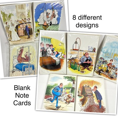 8 packs of 12 Vtg 1985 Blank Greeting Cards Comic Get Well Health four artists