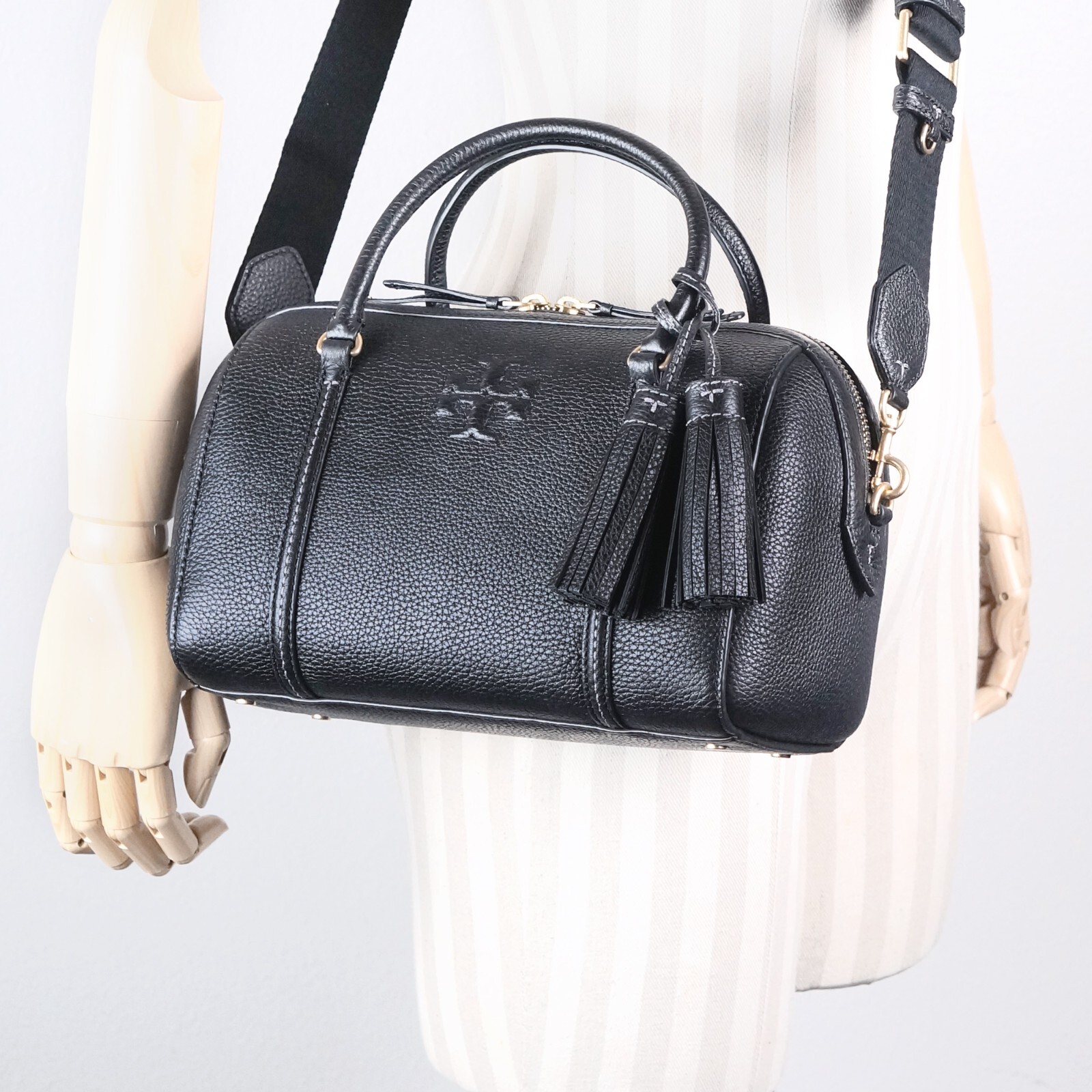 Tory Burch 黒 レザー フリルジャケット ポプリン プリーツ シャツドレス: レディース ドレス | Tory