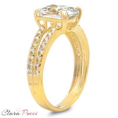 Pre-owned Pucci 3.50 Ct Cushion Cut Classic Simulated Engagement Promise Ring 14k Yellow Gold In White/colorless