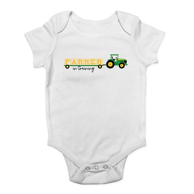 Farmer in Training Baby Grow Vest Farm Farming Tractor Lover Bodysuit Boys Girls