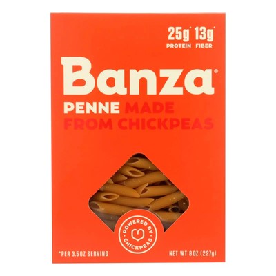 Banza - Penne Made From Chickpea Pasta - PACK OF  5 - 8 Oz