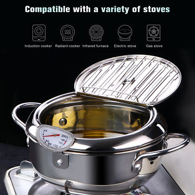 Pot Stainless Steel With Thermometer Oil Drainer A7j7