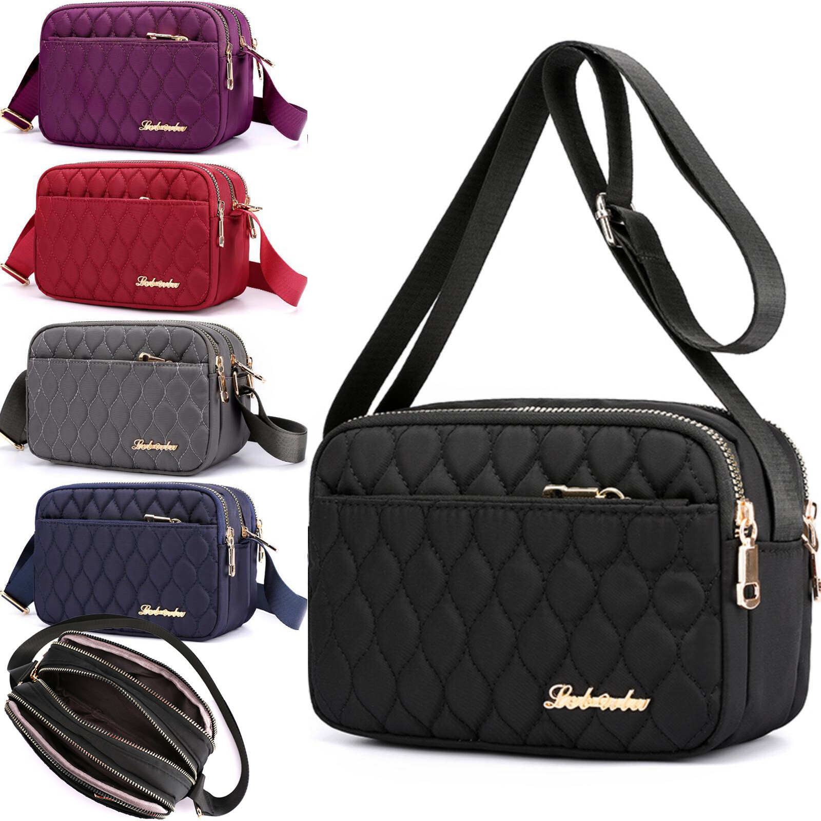 Ladies Small Square Soft Nylon Crossbody Messenger Bag
