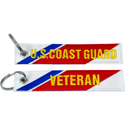 BL15-024 USCG embroidered Coast Guard Veteran Keychain Coastie Flag Luggage Tag