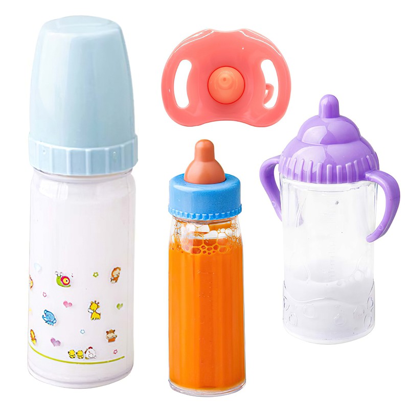 Baby Doll Magic Bottles - 1 Milk+1 Juice Bottle W/Pacifier for Doll Gift