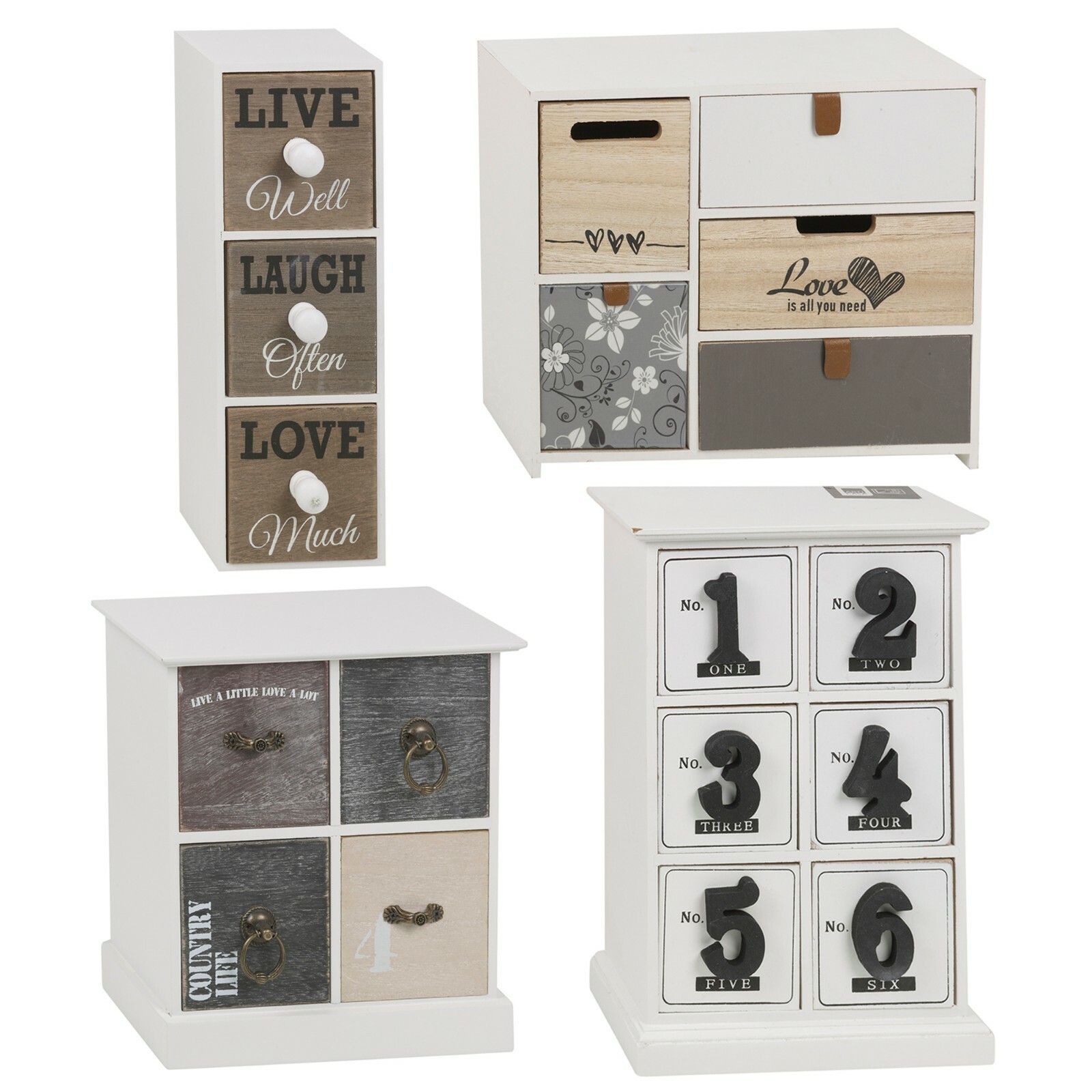 Mini Vintage Wooden Drawers Storage Cabinets Shabby Chic Cupboards