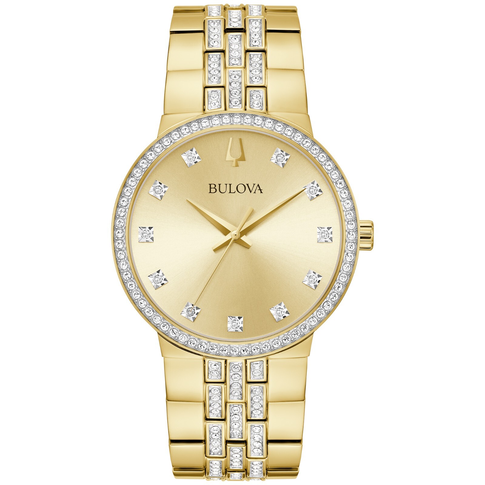 Мужские часы Bulova из коллекции Crystal Collection, кварцевые, золотые, из нержавеющей стали, 40 ММ, 98K113