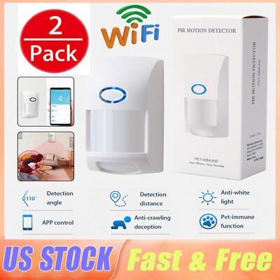 2X Wireless Tuya Smart WiFi Infrared Detector Motion Sensor Home Security Alarm 