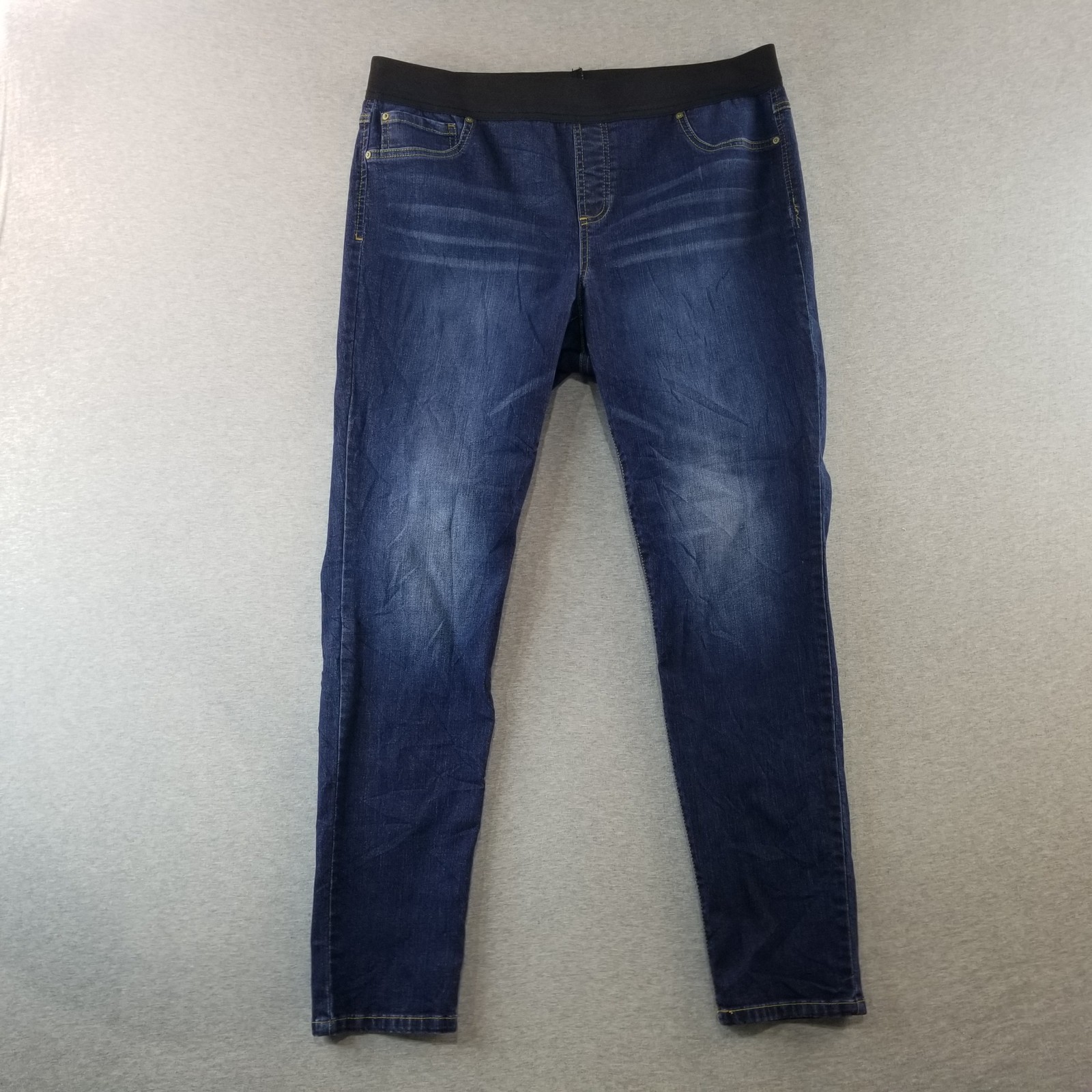 INC Jeans Women's Sz 16W Blue Dark Wash Pull On Elastic Waistband Stretch Comfy