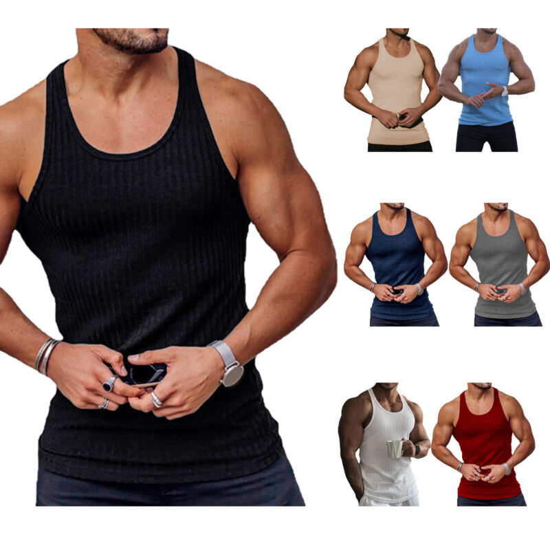 Men Gym Sport Training Vest Fitness Singlet Workout Muscle Bodybuilding Tank Top