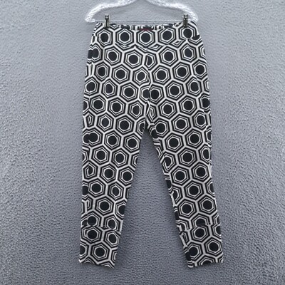 Krazy Larry Womens Crop Feather Weight 4 Black Ivory Geometric Print NEW