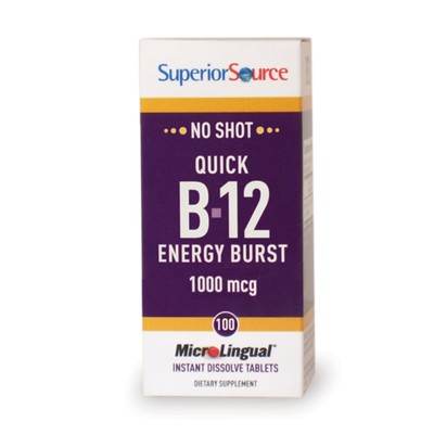 Superior Source Quick B-12 Energy Burst 100 Подъязычная таблетка