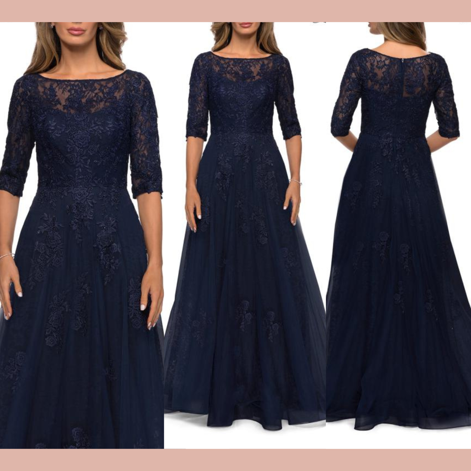 NWT $619 La Femme [ 6 ] Embroidered Floral Lace & Tulle A