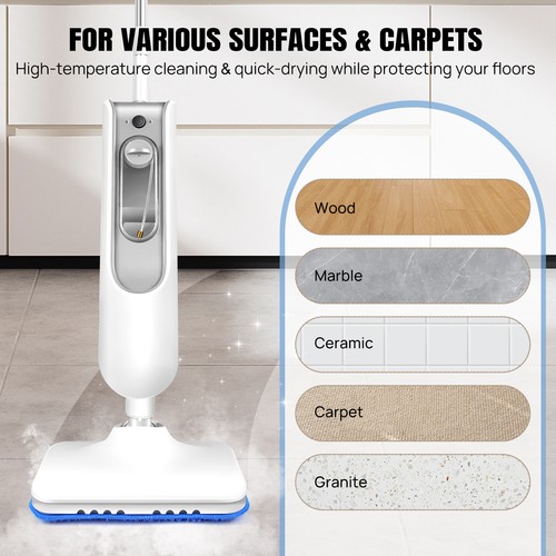 3000W Steam Mop Hard Wood Floor Cleaner 2 Speed with 2 Pcs Pads and Water Tank