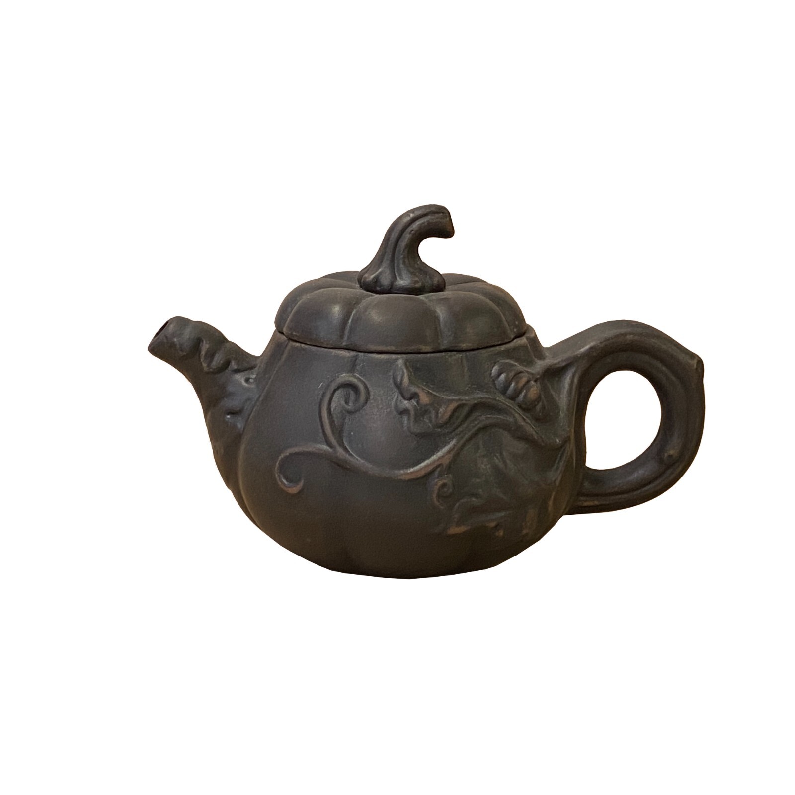 Chinese Brown Yixing Zisha Clay Teapot w Pumpkin Lid Accent ws3284S Chinese Brown Yixing Zisha Clay Teapot w Pumpkin Lid Accent ws3284S