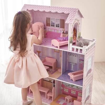Olivia's Little World Dreamland Tiffany Dollhouse with 12 Accessories, Pink/Purp