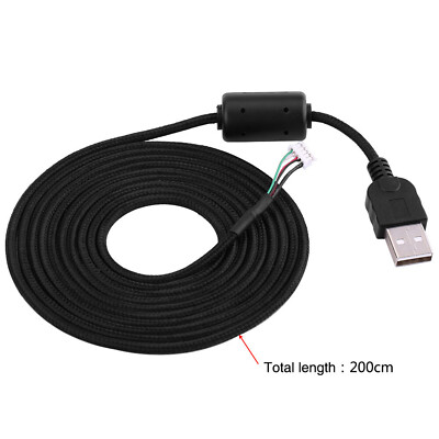 Für Logitech G5 G500 G500S Mouse Mice 2M Replacement USB Cable Braided Line Wire