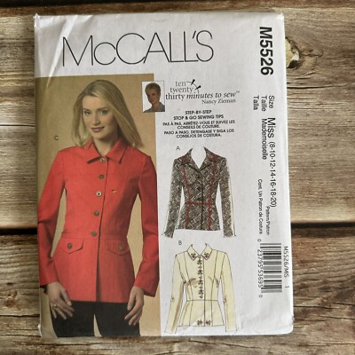 Misses Unlined Semi-Fitted Jacket Sizes 8-20 McCalls M5526 Sewing Pattern Uncut