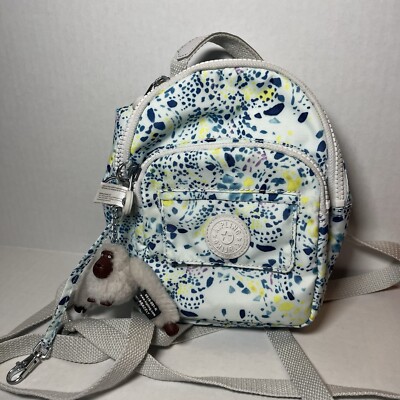 Kipling Multicolor Blue Nylon Mini Bag Purse Backpack Monkey