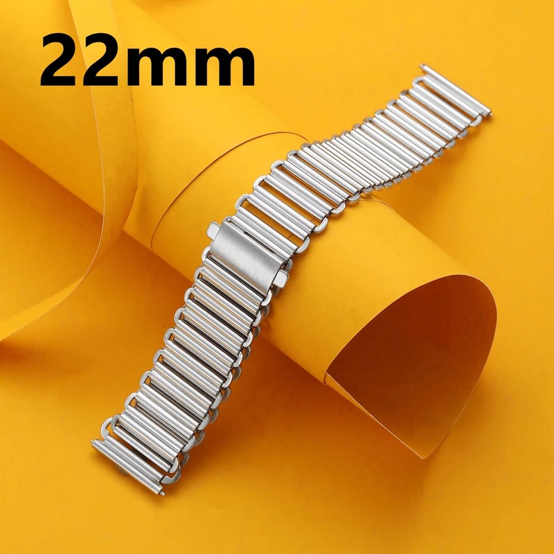 22mm Bonklip Bamboo Style Stainless Steel Watch Bracelet