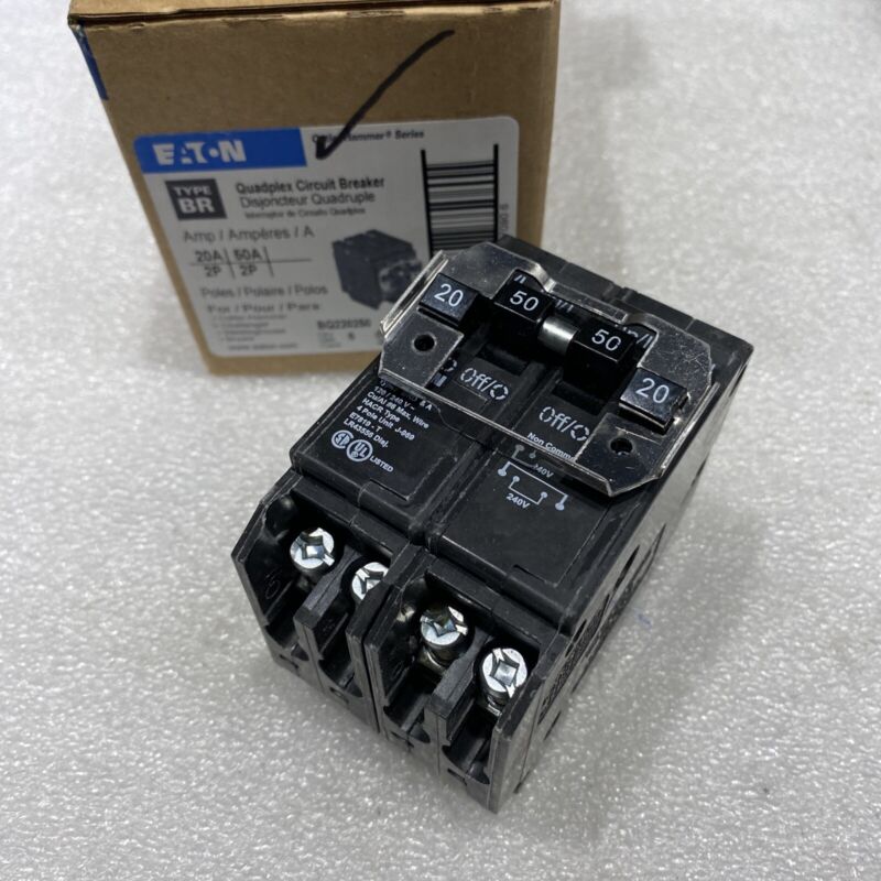 Bq220250 Cutler Hammer 20a/50a 2p/2p 120-240v Circuit Breaker New